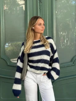 Design By Si Anna Olympia striktrøje - Navy Clearance