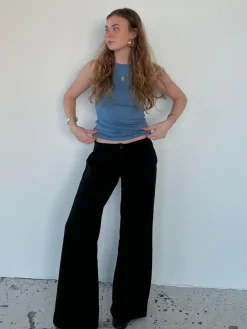 Design By Si Anna Olympia wide leg suit pants - Sort