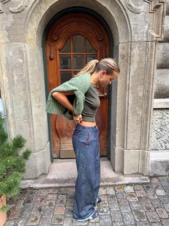 Design By Si Astrid jeans med detaljer - Navy/rød