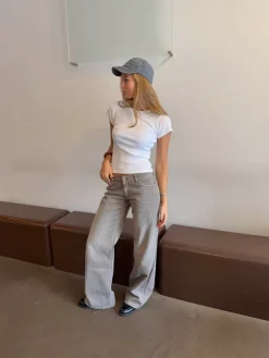 Design By Si Audrena lavtaljede jeans - Sage grøn Hot