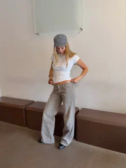 Design By Si Audrena lavtaljede jeans - Sage grøn Hot