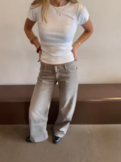 Design By Si Audrena lavtaljede jeans - Sage grøn Hot