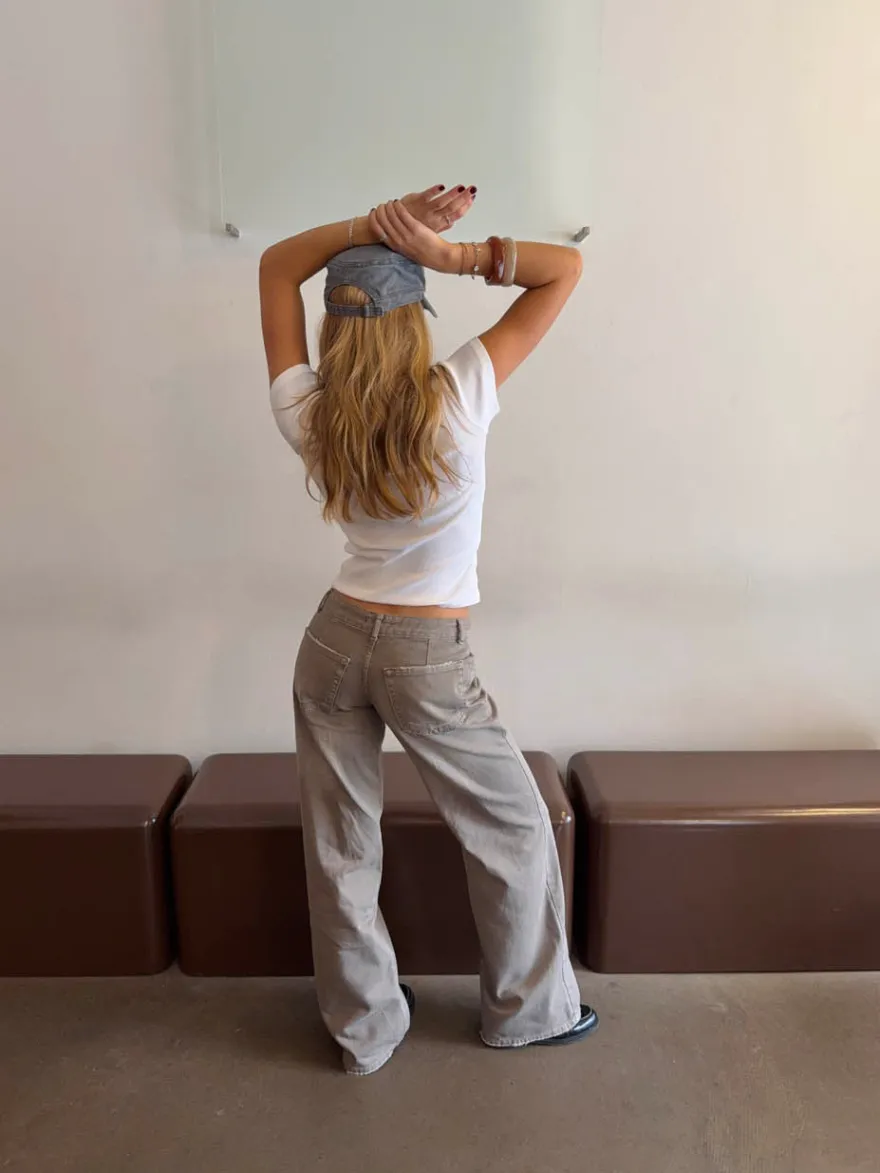Design By Si Audrena lavtaljede jeans - Sage grøn Hot