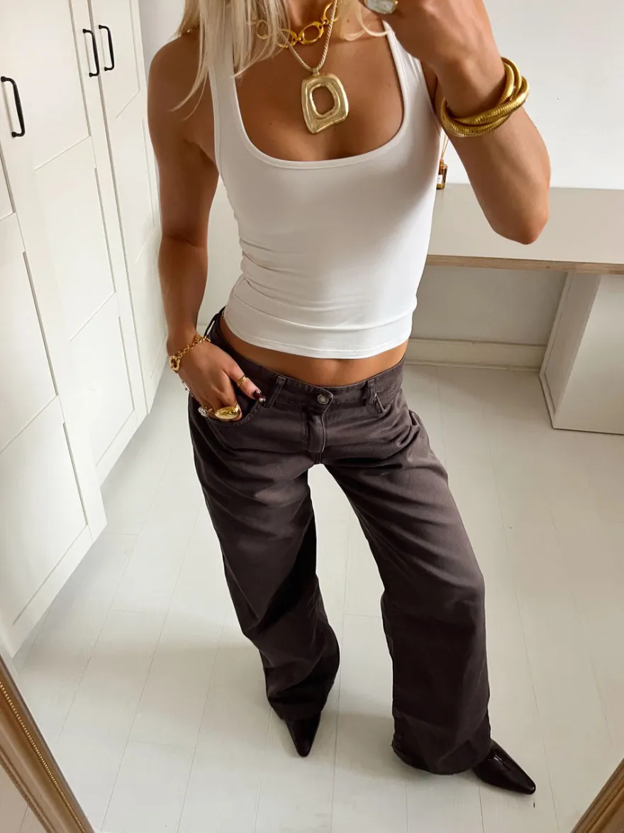 Design By Si Audrey jeans - Mørkebrun Clearance