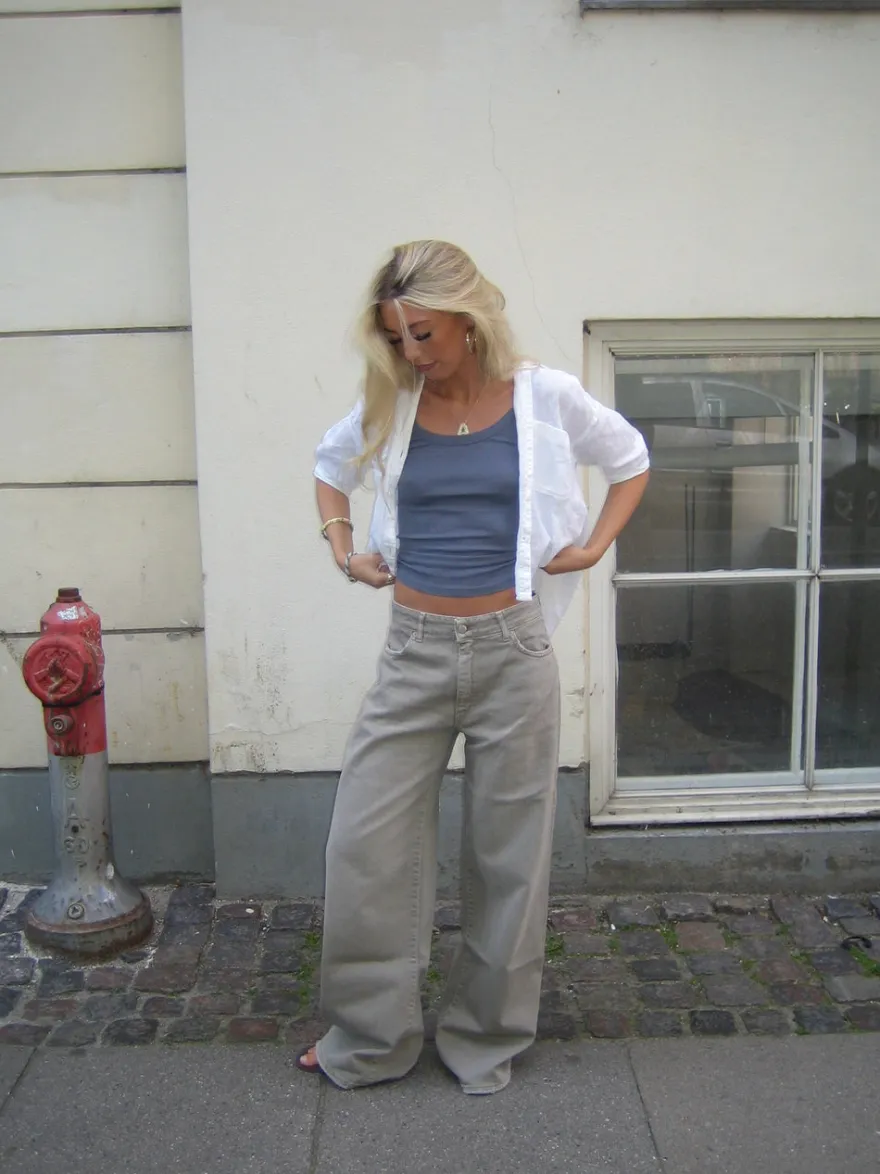Design By Si Audrey jeans - Sage grøn Hot