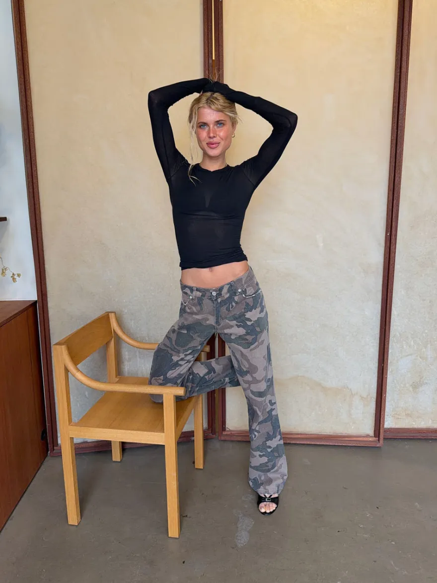 Design By Si Audrine army jeans - Brun/grøn Discount