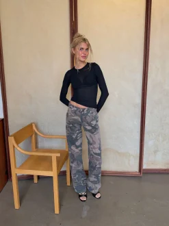 Design By Si Audrine army jeans - Brun/grøn Discount