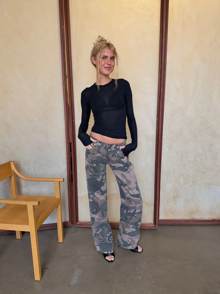 Design By Si Audrine army jeans - Brun/grøn Discount