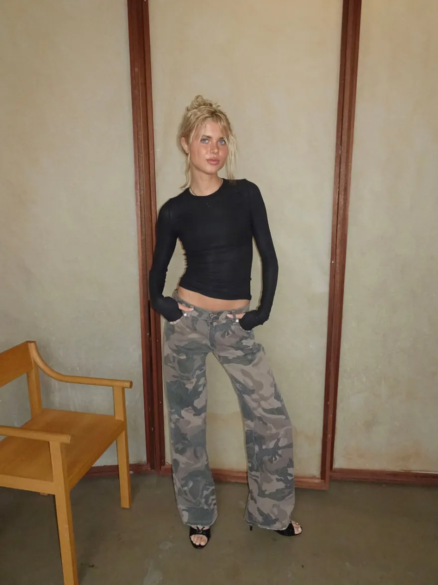 Design By Si Audrine army jeans - Brun/grøn Discount