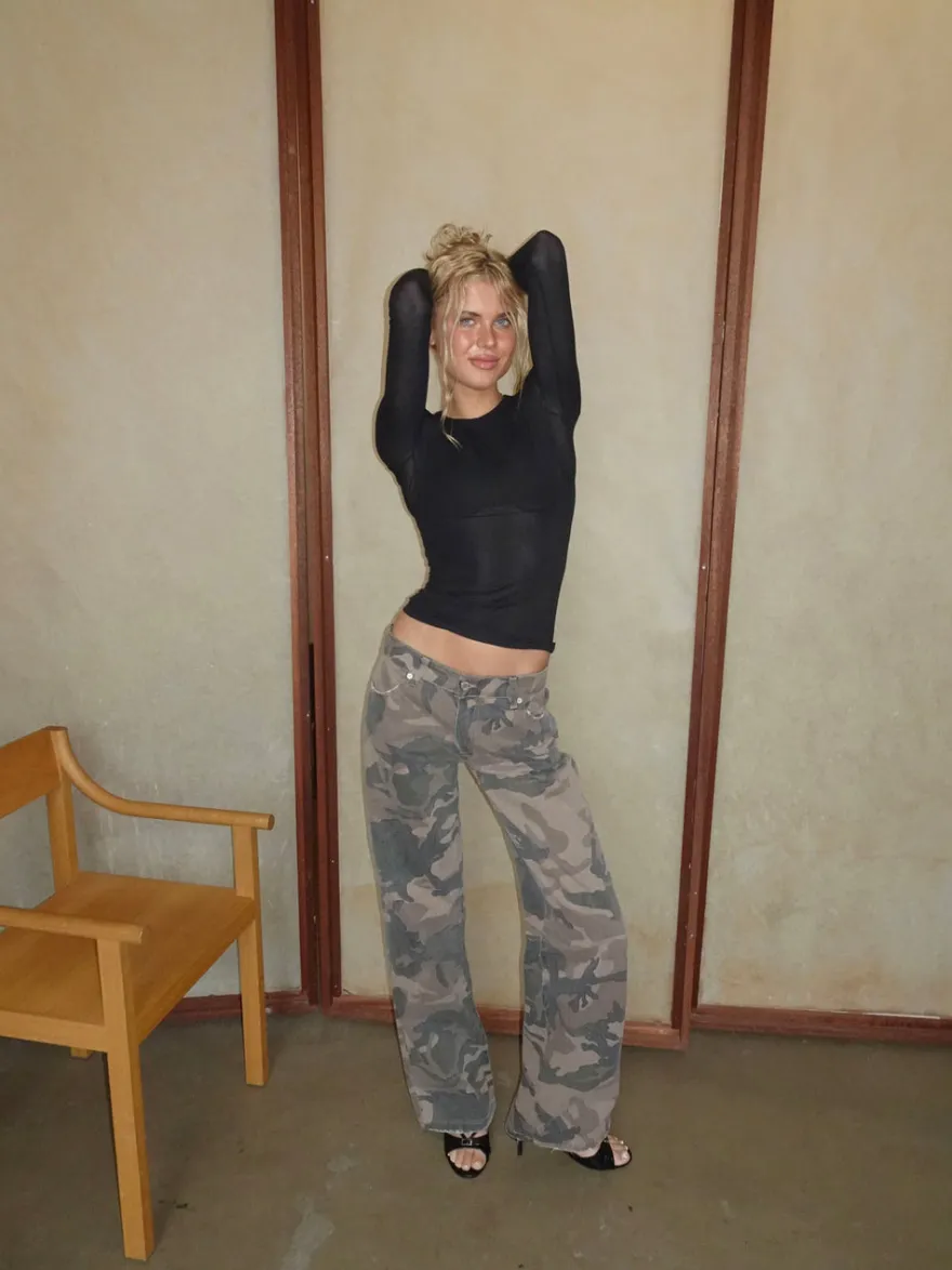 Design By Si Audrine army jeans - Brun/grøn Discount