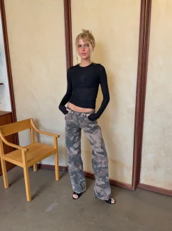 Design By Si Audrine army jeans - Brun/grøn Discount