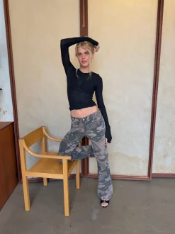 Design By Si Audrine army jeans - Brun/grøn Discount