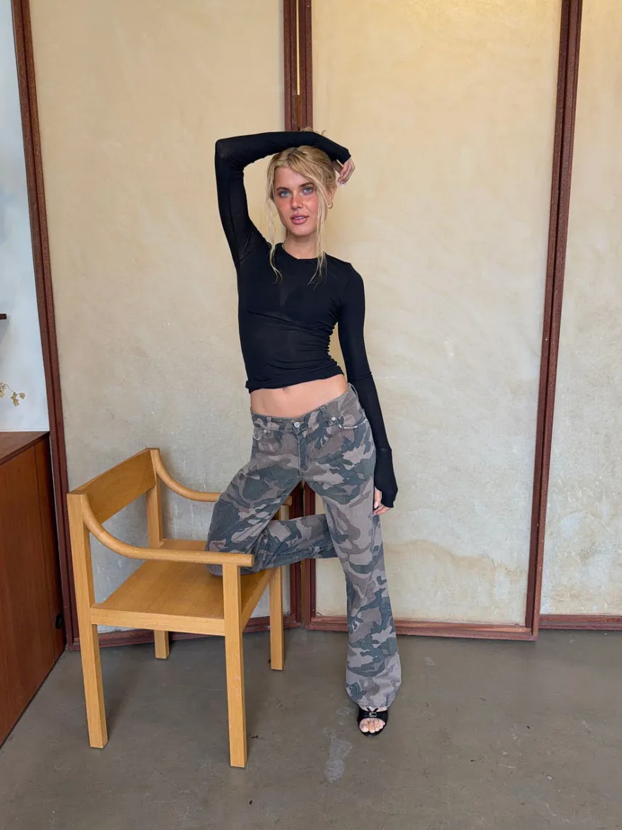 Design By Si Audrine army jeans - Brun/grøn Discount