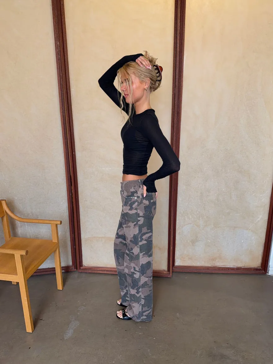 Design By Si Audrine army jeans - Brun/grøn Discount