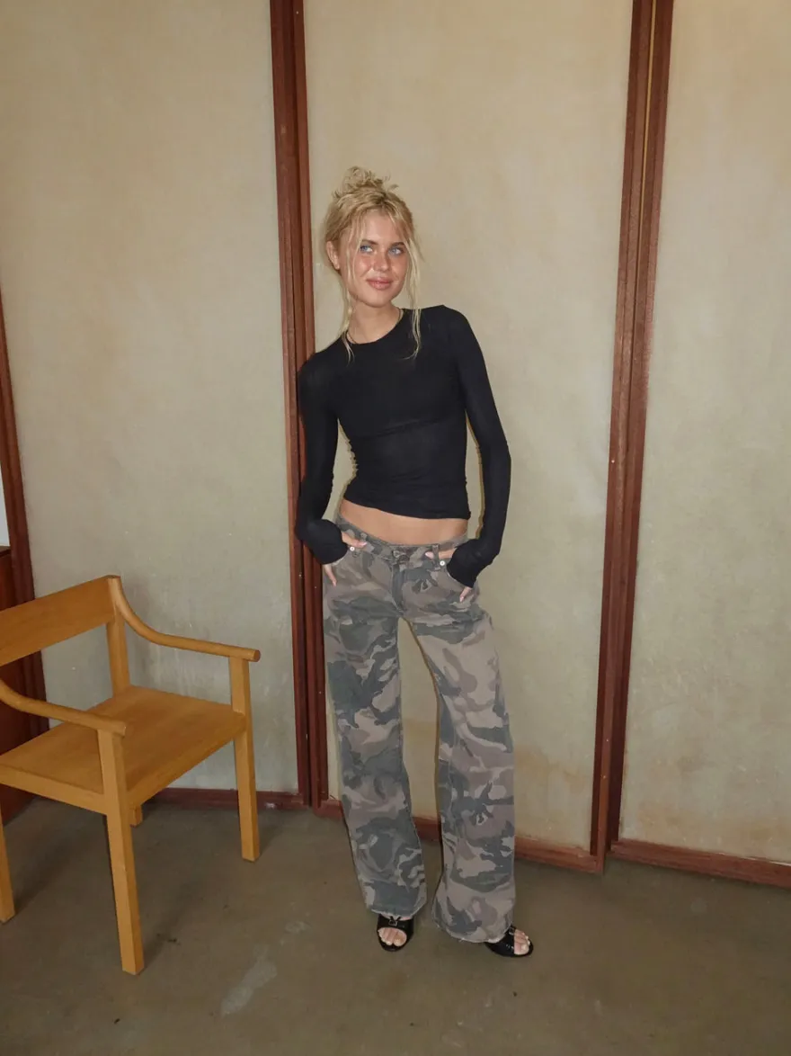 Design By Si Audrine army jeans - Brun/grøn Discount
