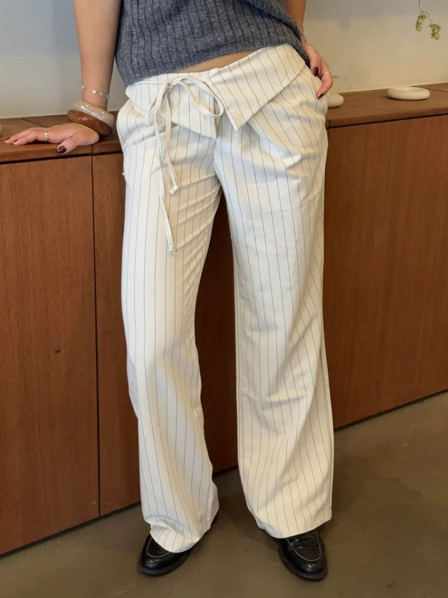 Design By Si Avelina bukser med bindebælte - Off white Discount