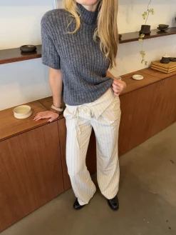 Design By Si Avelina bukser med bindebælte - Off white Discount