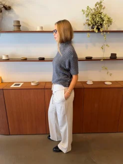 Design By Si Avelina bukser med bindebælte - Off white Discount