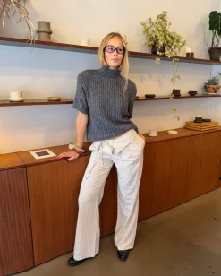 Design By Si Avelina bukser med bindebælte - Off white Discount