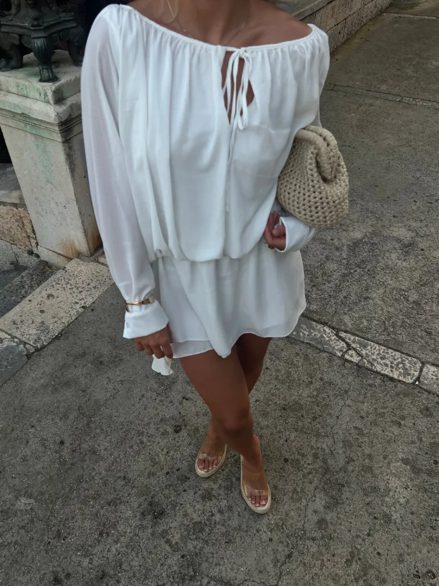 Design By Si Aveline off shoulder kjole - Hvid