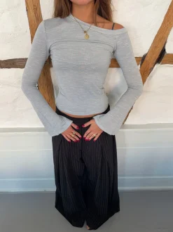 Design By Si Aven one shoulder bluse - Lysegrå Hot
