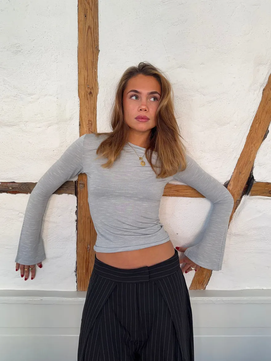 Design By Si Aven one shoulder bluse - Lysegrå Hot