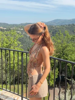Design By Si Axelle top med blomster - Orange/multifarvet Online