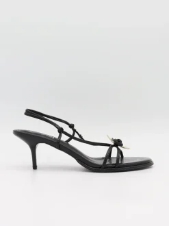 Design By Si Aya stiletter med guld- og sløjfedetalje - Sort/guld Clearance