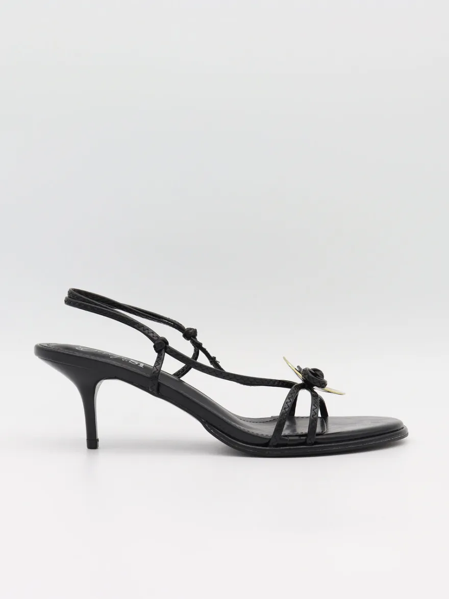 Design By Si Aya stiletter med guld- og sløjfedetalje - Sort/guld Clearance