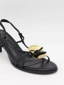 Design By Si Aya stiletter med guld- og sløjfedetalje - Sort/guld Clearance