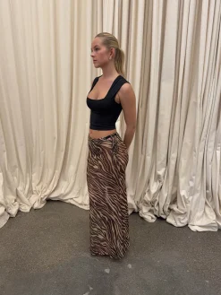 Design By Si Azelma nederdel i mesh med zebraprint - Brun/beige Sale