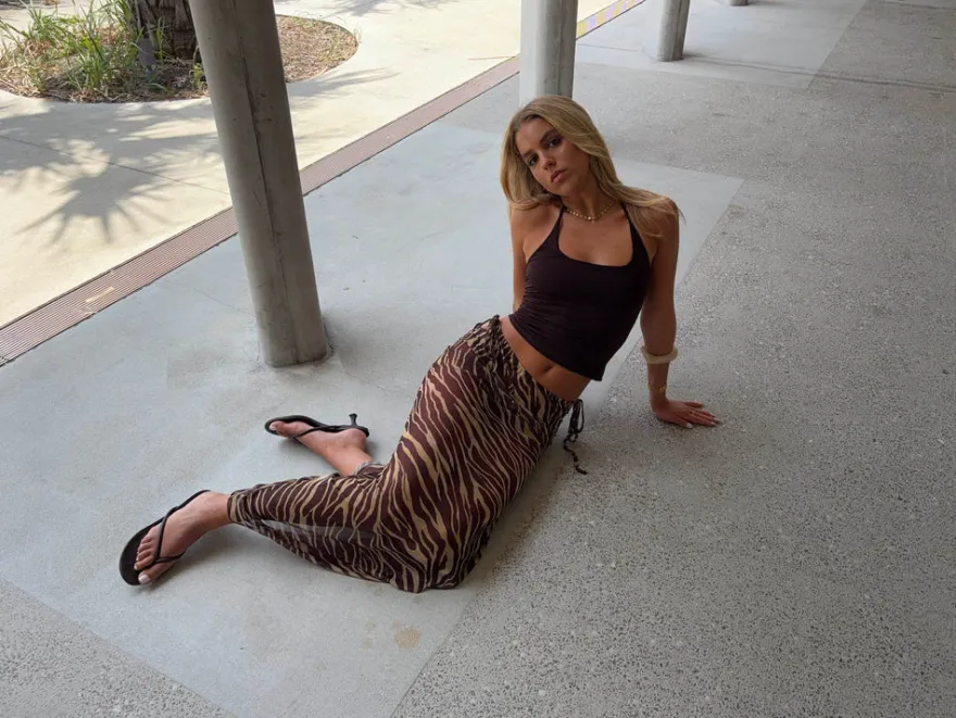 Design By Si Azelma nederdel i mesh med zebraprint - Brun/beige Sale