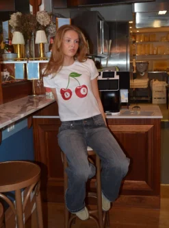 Design By Si 8-ball kirsebær baby tee- hvid New
