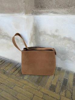 Design By Si Barcelona skuldertaske i ruskind - Brun Discount