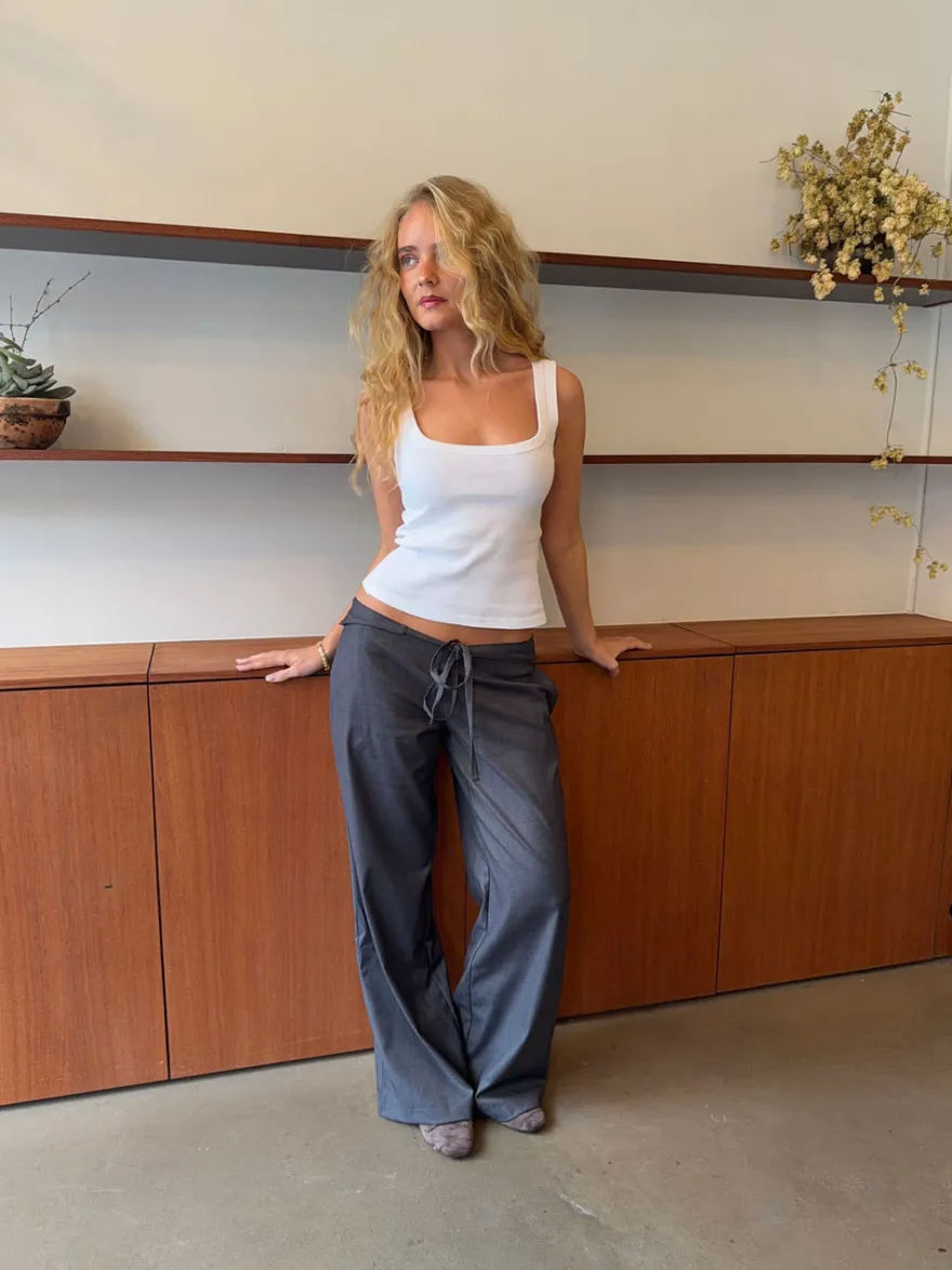 Design By Si Beate tanktop i rib - Hvid Clearance
