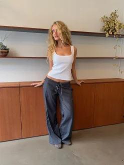 Design By Si Beate tanktop i rib - Hvid Clearance