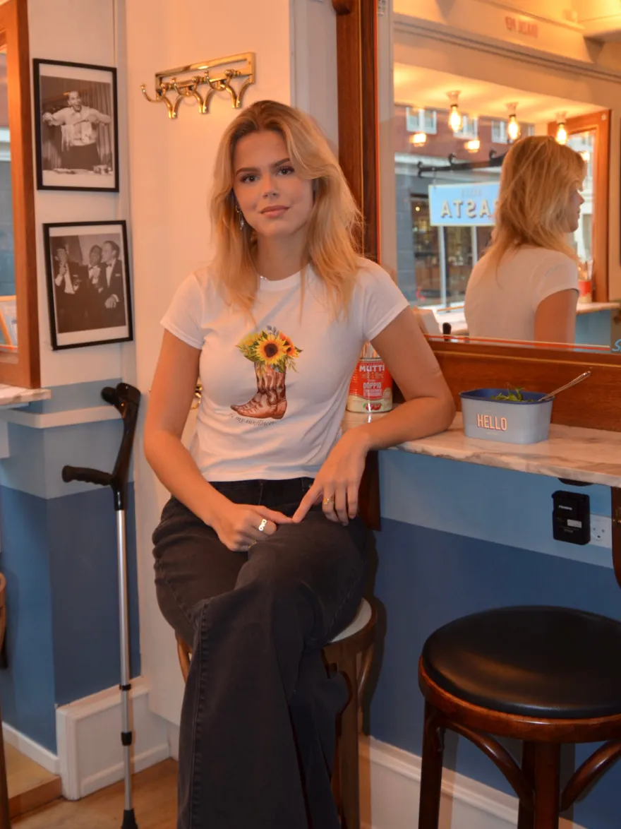 Design By Si Be my sunflower baby tee - Hvid Clearance