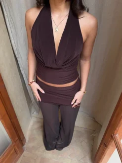 Design By Si Bilana halternecktop - Brun Online
