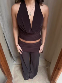 Design By Si Bilana halternecktop - Brun Online