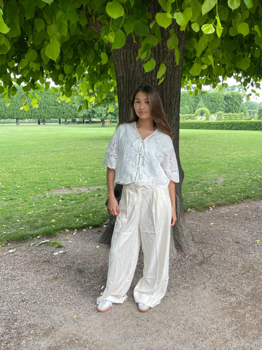 Design By Si Birna bukser i hørblanding - Creme Online