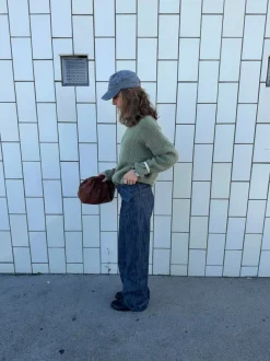 Design By Si Boletta jeans med bælte - Mørkeblå denim Hot