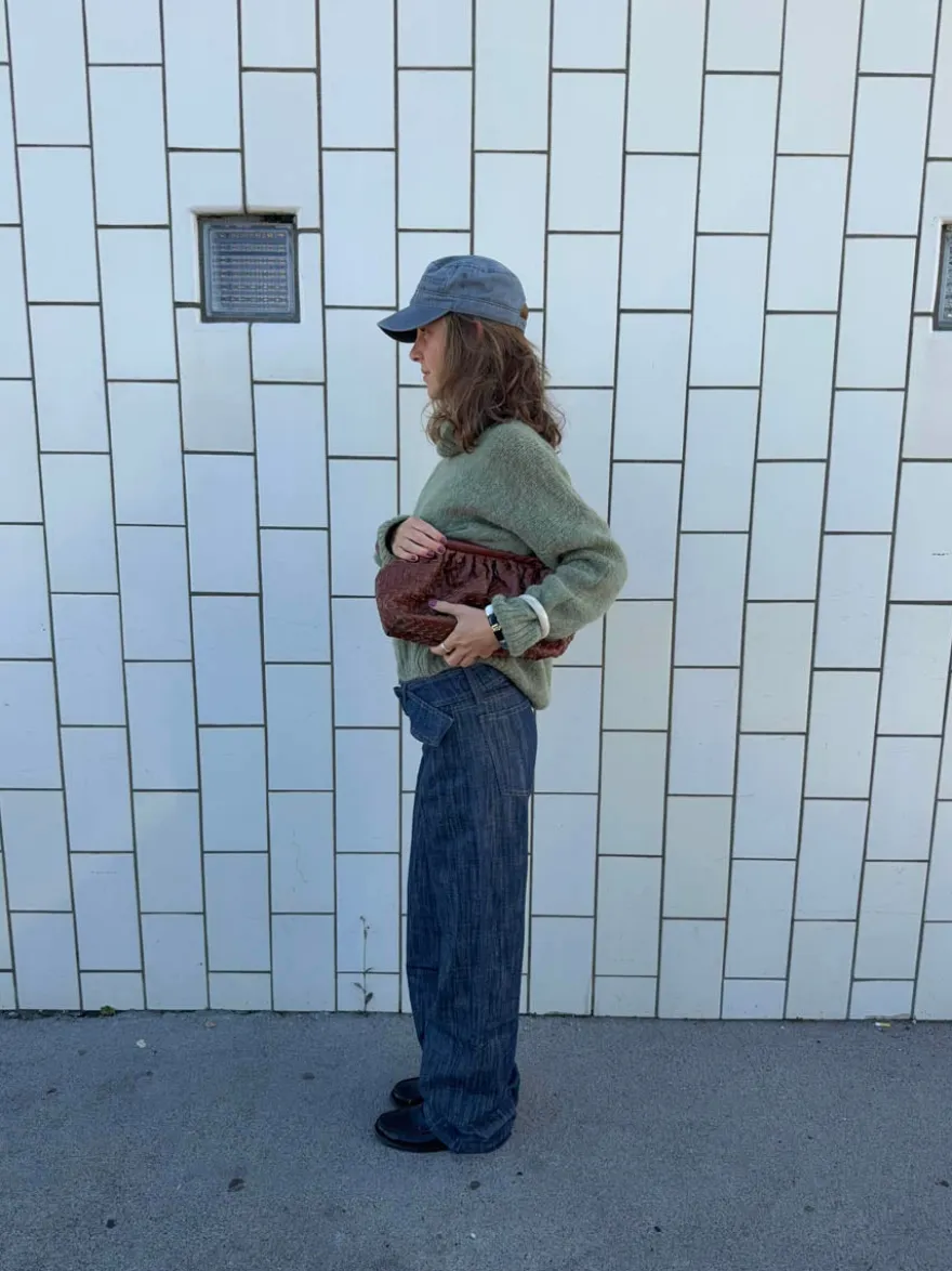 Design By Si Boletta jeans med bælte - Mørkeblå denim Hot