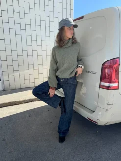 Design By Si Boletta jeans med bælte - Mørkeblå denim Hot