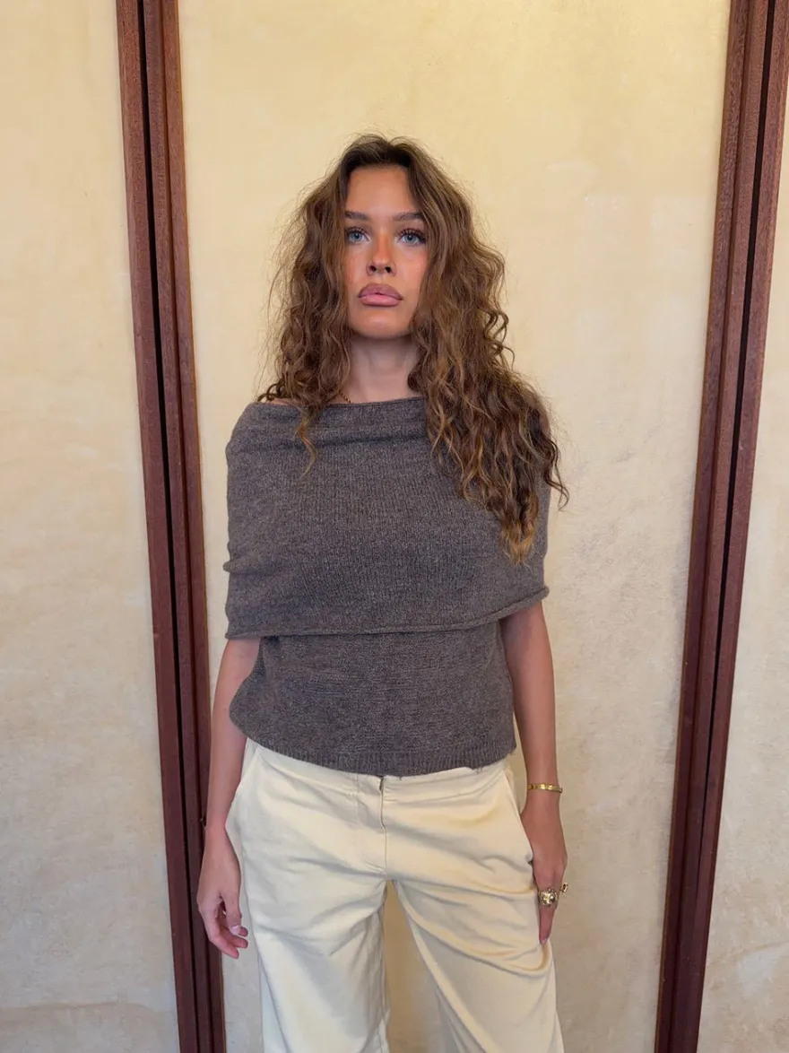 Design By Si Bolivia multi striktrøje - Taupe Sale