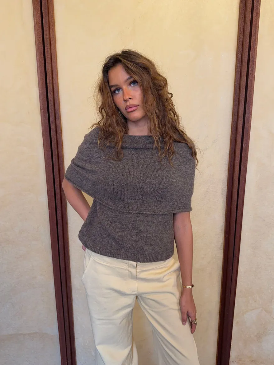 Design By Si Bolivia multi striktrøje - Taupe Sale