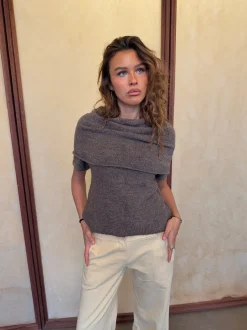 Design By Si Bolivia multi striktrøje - Taupe Sale