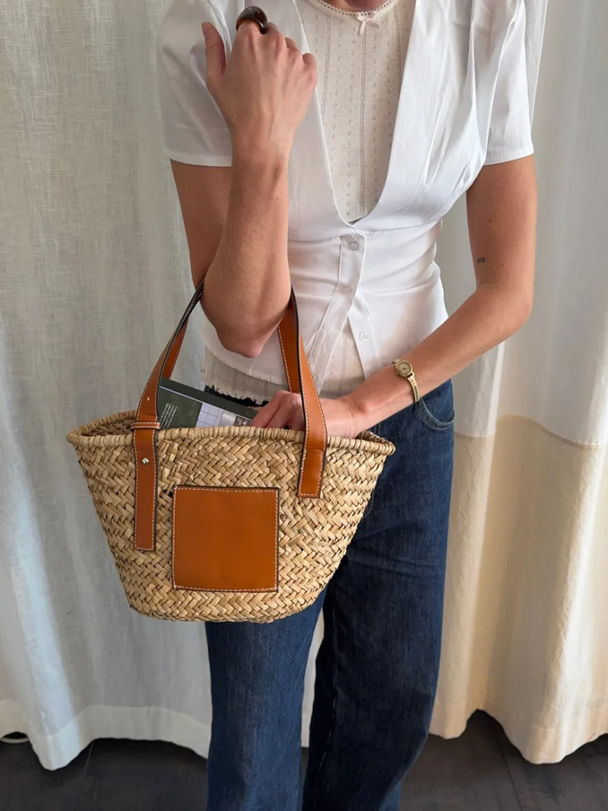 Design By Si Botalia strandtaske i flet - Beige Best