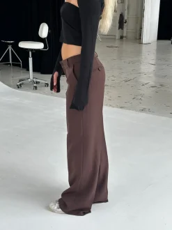 Design By Si Britney lavtaljede suit bukser - brun Clearance