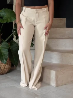 Design By Si Britney lavtaljede suit bukser - Beige Outlet