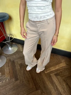 Design By Si Britney lavtaljede suit bukser - Beige Outlet